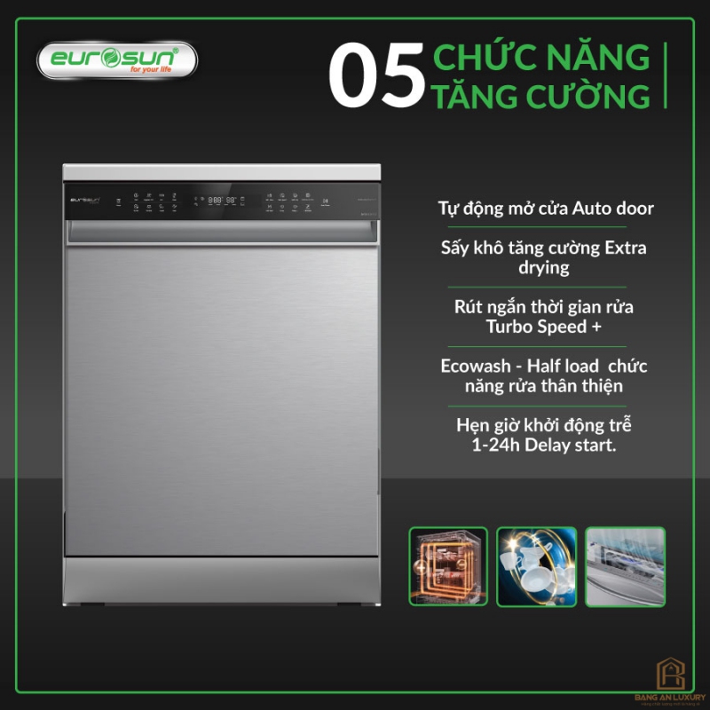 Máy Rửa Bát Eurosun - SMS81EU19ES (Inox Silver) Serial 7+ thumb