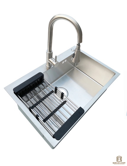 CHẬU RỬA 1 HỐ INOX SUS 304 CAO CẤP AROKI - MÃ ARK 6845