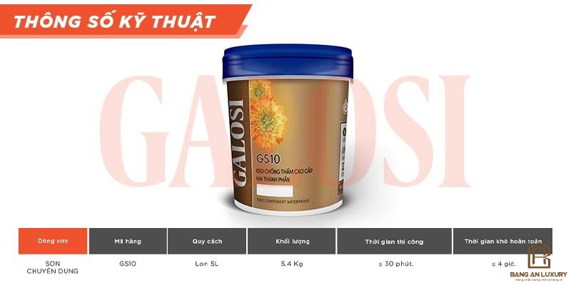 Keo chống thấm cao cấp hai thành phần GS10 (Lon 5L) thumb