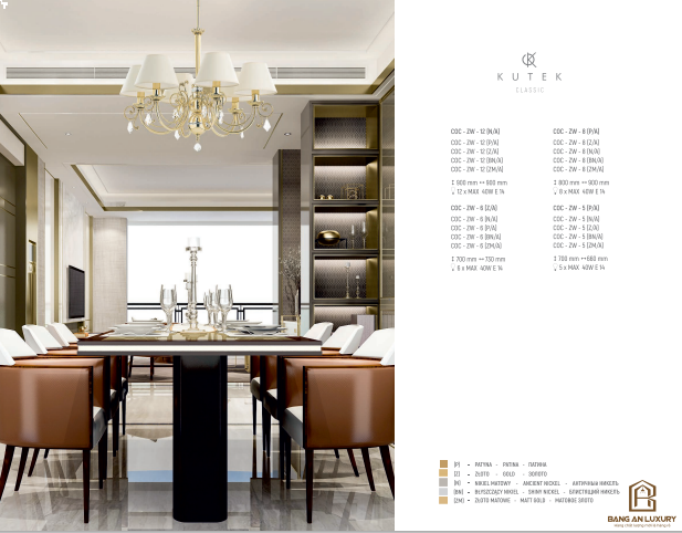 ĐÈN CHÙM THIẾT KẾ PHONG CÁCH CHÂU ÂU CỔ ĐIỂN - BANG AN LUXURY