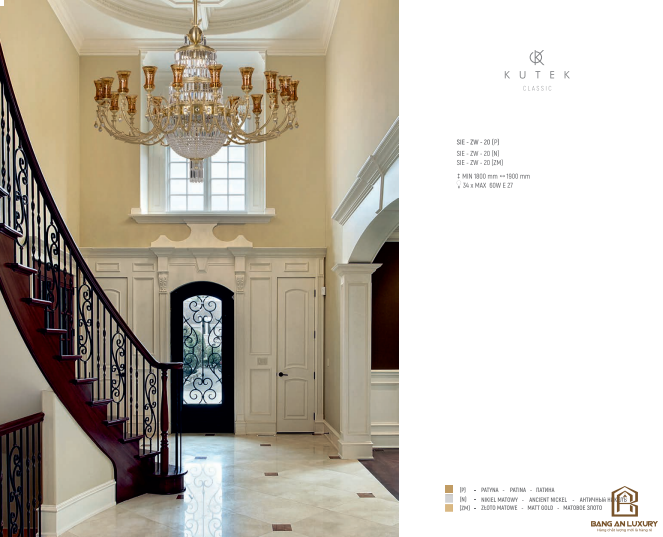 ĐÈN CHÙM PHA LÊ PHONG CÁCH CHÂU ÂU CỔ ĐIỂN - BANG AN LUXURY