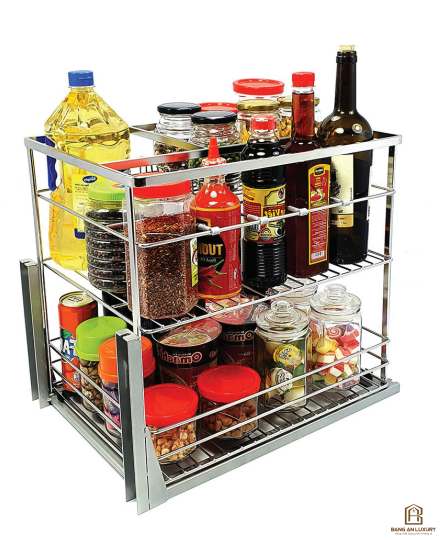 GIÁ GIA VỊ, CHAI LỌ INOX RAY GIẢM CHẤN AROKI - MÃ RS 350