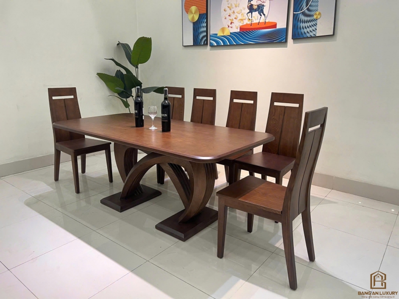 BÀN ĂN THIẾT KẾ CHÂN CONG ĐỐI XỨNG - MÃ 001
