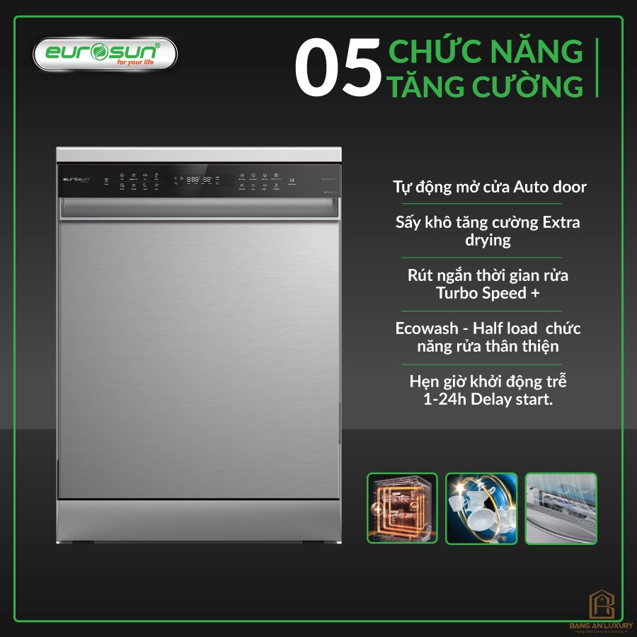 Máy Rửa Bát Eurosun - SMS81EU19ES (Inox Silver) Serial 7+