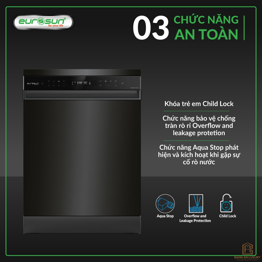 Máy Rửa Bát Eurosun - SMS81EU19EB (Inox Black) Serial 7+
