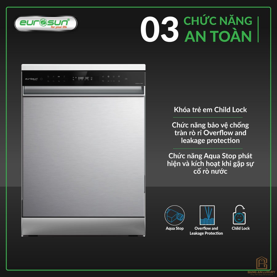 Máy Rửa Bát Eurosun - SMS81EU19ES (Inox Silver) Serial 7+