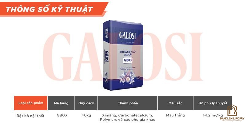 Bột bả nội thất đặc biệt GB03
