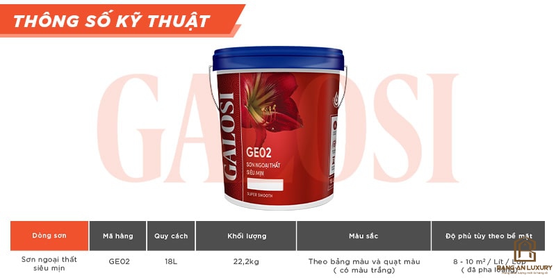 Sơn ngoại thất siêu mịn GE02 (Thùng 18L)