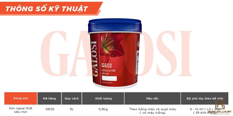 Sơn ngoại thất siêu mịn GE02 (Lon 5L)