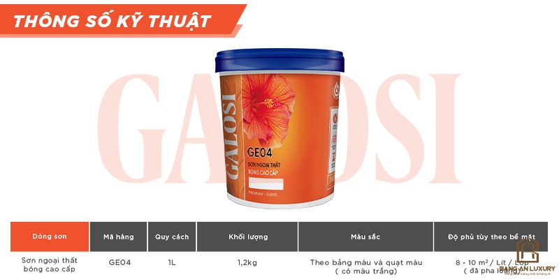 Sơn ngoại thất bóng cao cấp GE04 (Lon 1L)