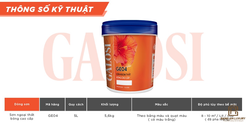Sơn ngoại thất bóng cao cấp GE04 (Lon 5L)