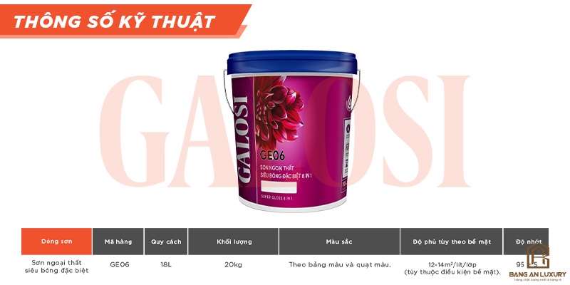 Sơn ngoại thất siêu bóng đặc biệt 8 in 1 GE06 (Thùng 18L)