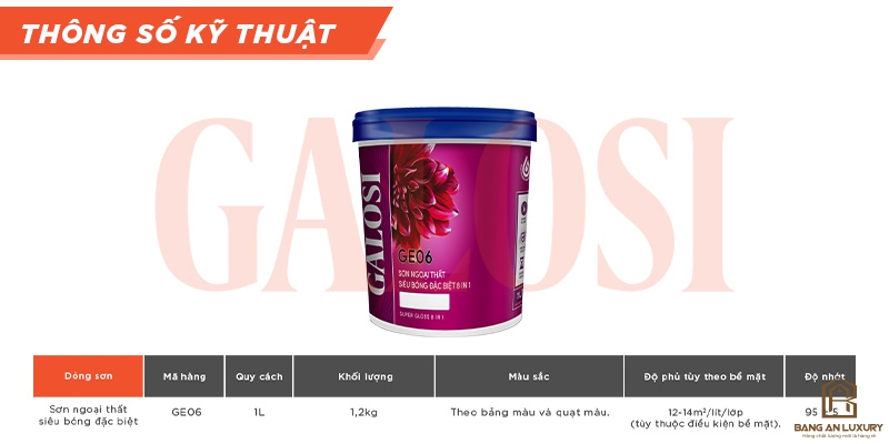 Sơn ngoại thất siêu bóng đặc biệt 8 in 1 GE06 (Lon 1L)