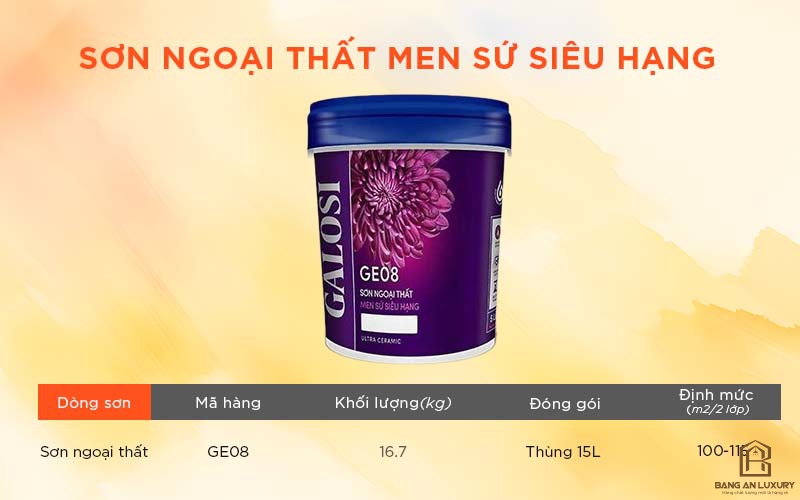 Sơn ngoại thất men sứ siêu hạng GE08 (Thùng 15L)