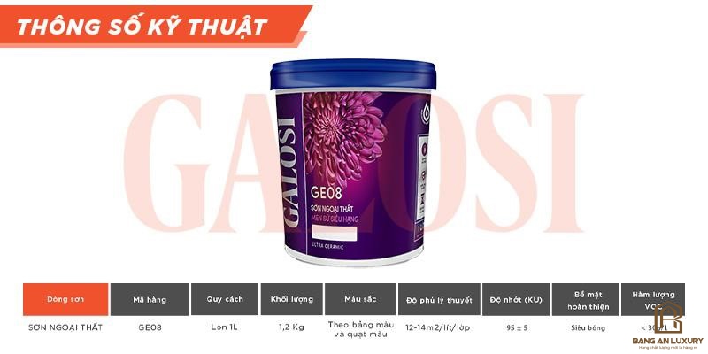 Sơn ngoại thất men sứ siêu hạng GE08 (Lon 1L)