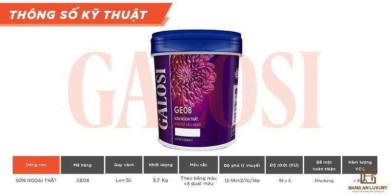 Sơn ngoại thất men sứ siêu hạng GE08 (Lon 5L)