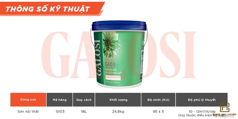 Sơn nội thất lau chùi hiệu quả GI03 (Thùng 18L)