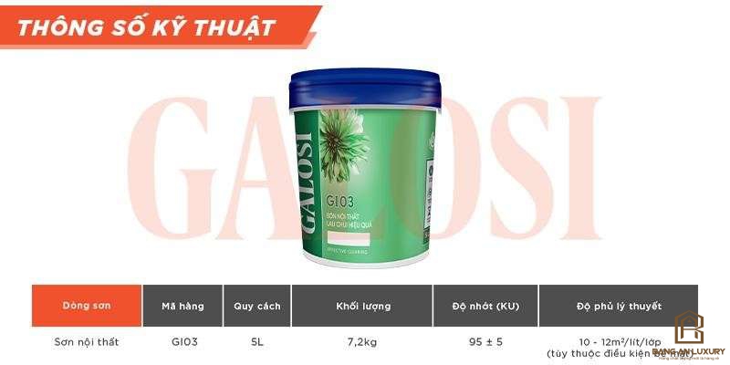 Sơn nội thất lau chùi hiệu quả GI03 (lon 5L)
