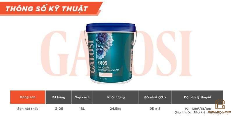 Sơn siêu trắng trần nội thất cao cấp GI05 (Lon 5L)