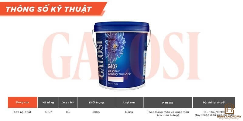 Sơn nội thất bóng ngọc trai cao cấp GI07 (Thùng 18L)