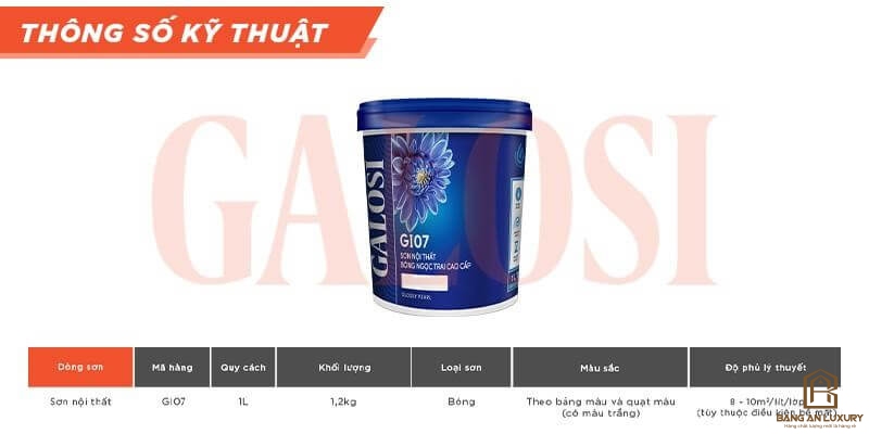 Sơn nội thất bóng ngọc trai cao cấp GI07 (Lon 1L)