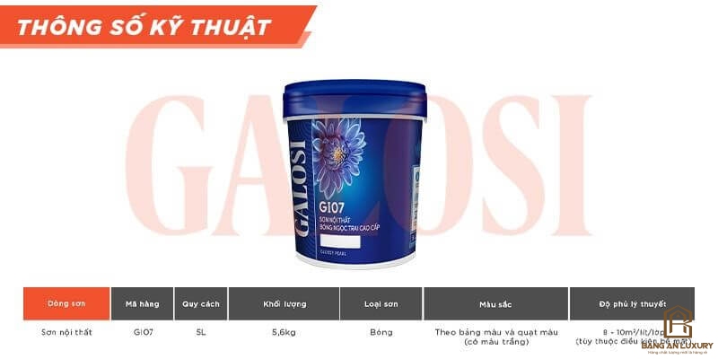 Sơn nội thất bóng ngọc trai cao cấp GI07 (Lon 5L)