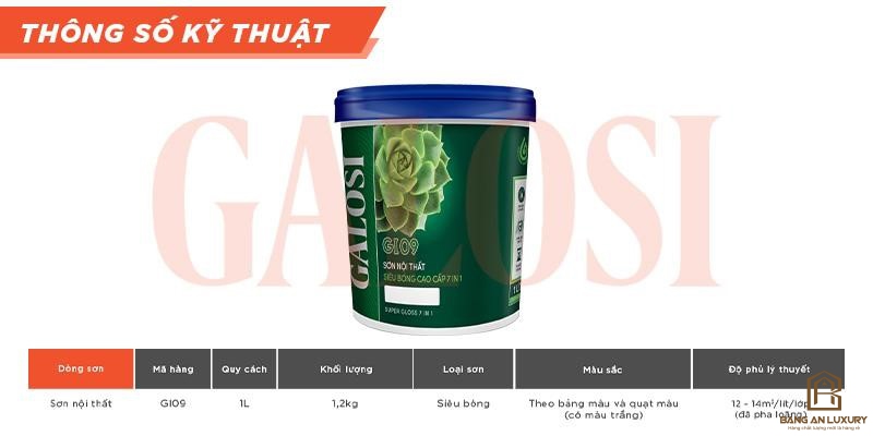 Sơn nội thất siêu bóng cao cấp 7 in 1 GI09 (Lon 1L)
