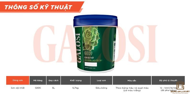 Sơn nội thất siêu bóng cao cấp 7 in 1 GI09 (Lon 5L)