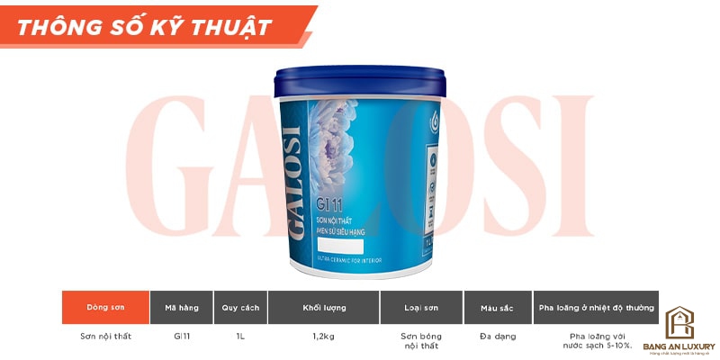 Sơn nội thất men sứ siêu hạng GI11 (Lon 1L)