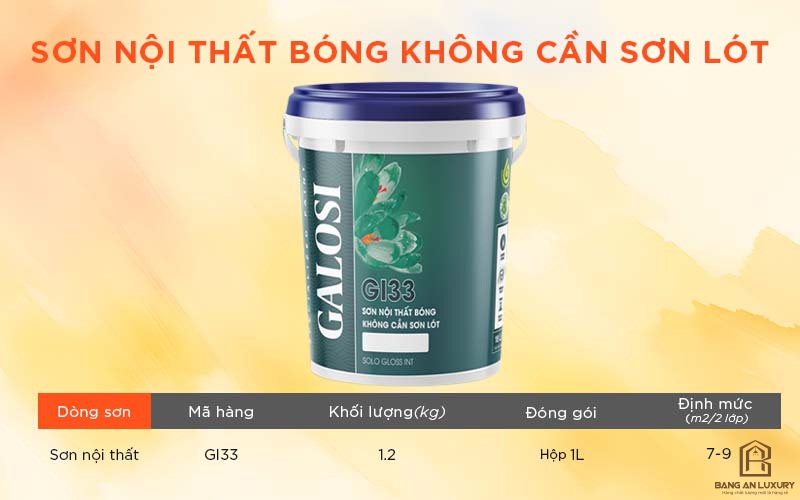 Sơn nội thất bóng không cần sơn lót GI33 (Hộp 1L)