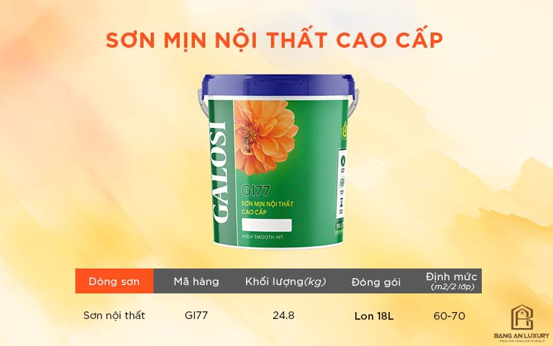Sơn mịn nội thất cao cấp GI77 (Thùng 18L)