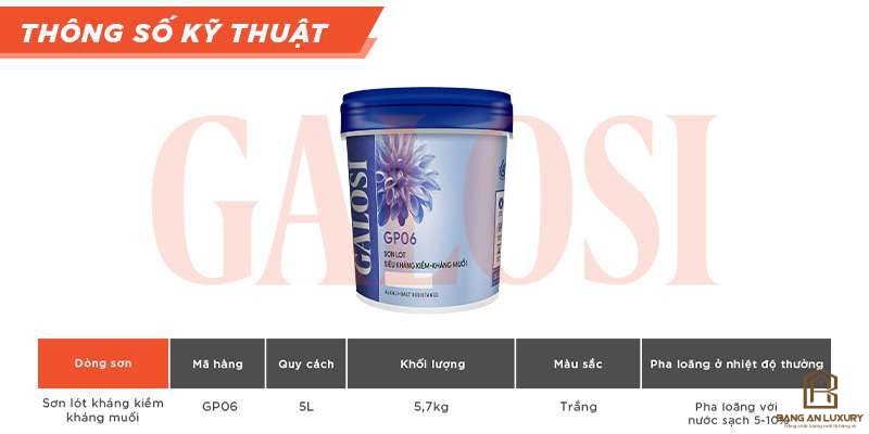 Sơn lót siêu kháng kiềm kháng muối GP06 (lon 5L)