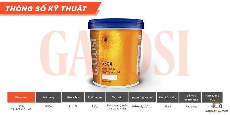 Sơn siêu bóng trang trí phủ clear GS04 (Lon 1L)