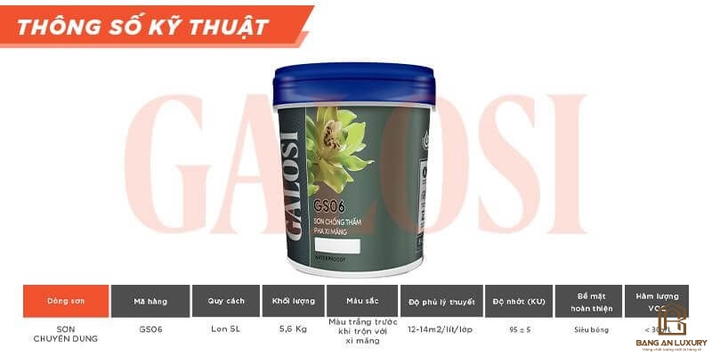 Sơn chống thấm pha xi măng GS06 (Lon 5L)