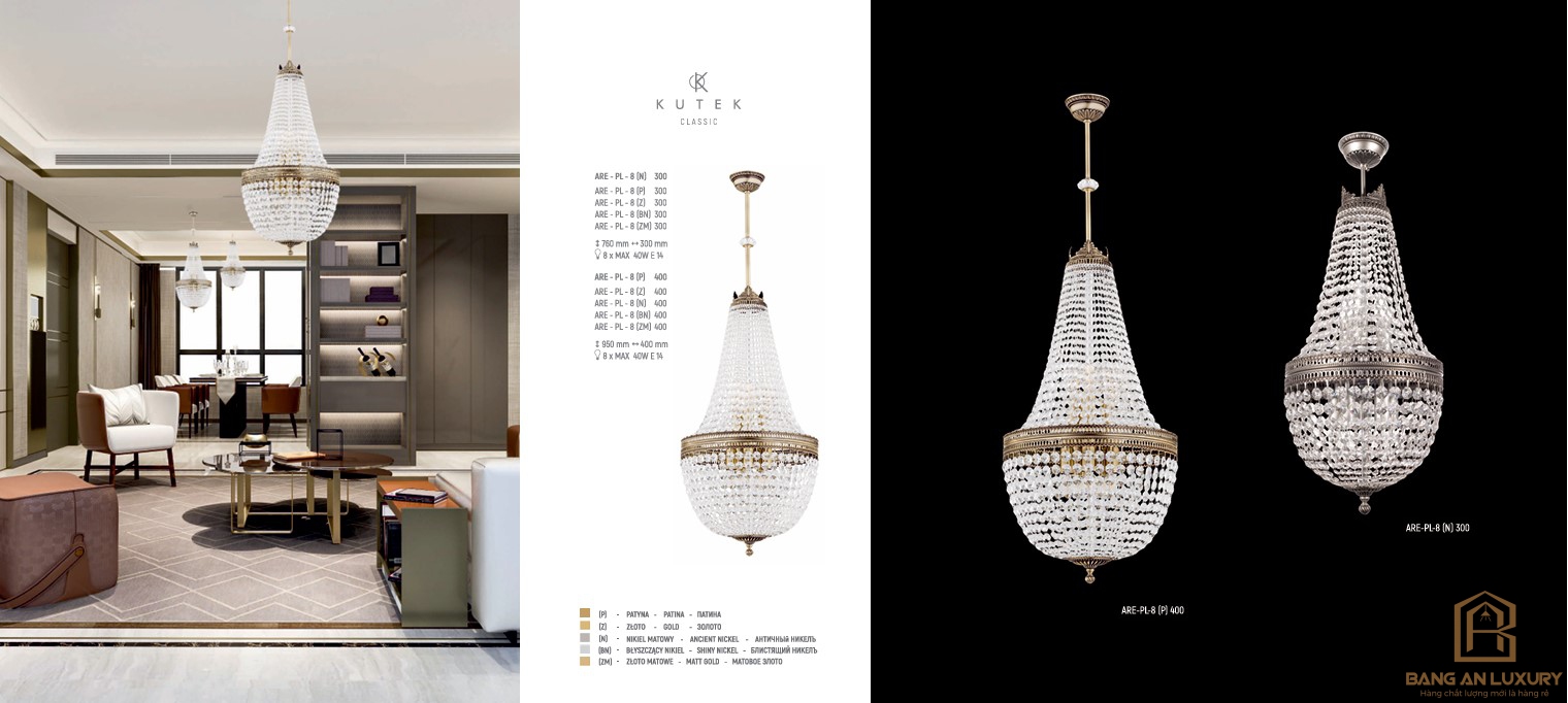 ĐÈN CHÙM PHA LÊ TRANG TRÍ SANG TRỌNG QUÝ PHÁI - BANG AN LUXURY
